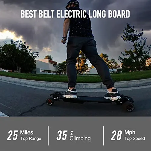 Maxfind Belt Motor All-Terrain Electric Skateboards with Remote 38" Electric Longboard for Adults Teens Kids (FF Belt)