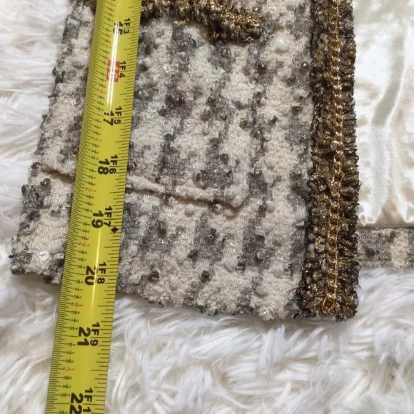 McGinn Elizabeth Tweed Houndstooth Boucle Sequin Blazer Jacket Fancy Small XS
