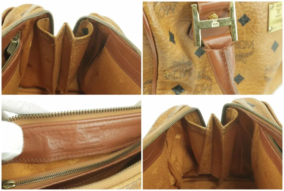 MCM Cognac Monogram Visetos Boston 231455