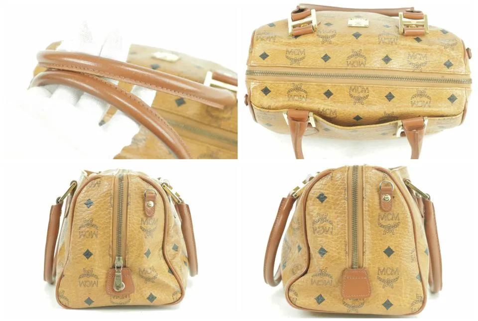 MCM Cognac Monogram Visetos Boston 231455