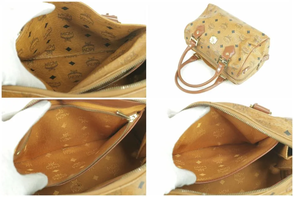 MCM Cognac Monogram Visetos Boston 231455