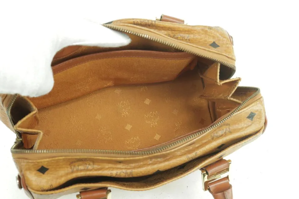 MCM Cognac Monogram Visetos Boston 231455