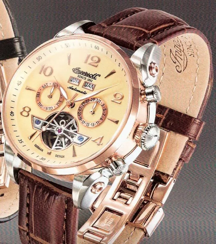 Men's San Bernardino Automatic Stainless Steel Watch with Brown Leather Band