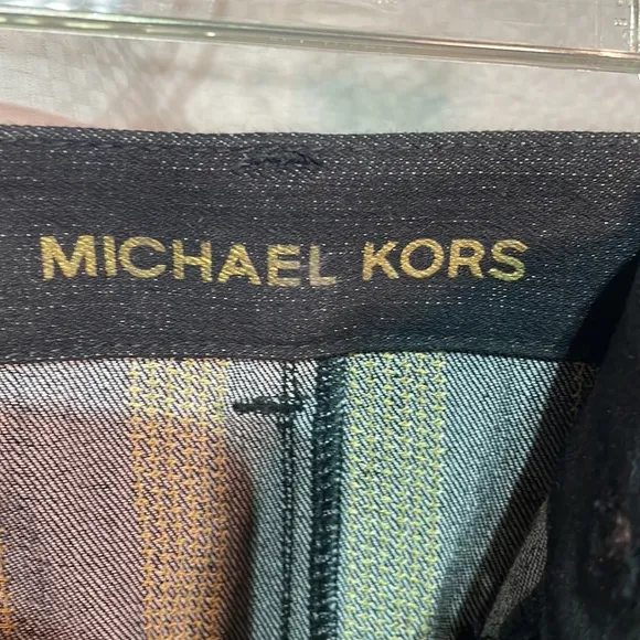 Michael Kors 6 mini black denim skirt golden sequined stripes worn once like new
