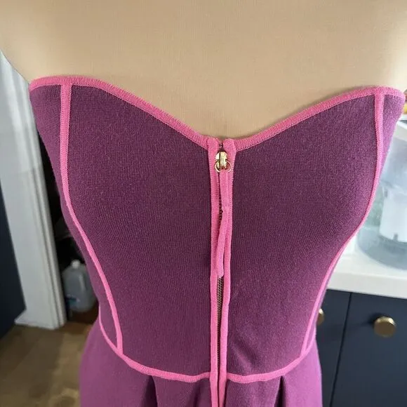Milly of New York SZ L Strapless Knit Dress Coquette Designer Colorful Bustier