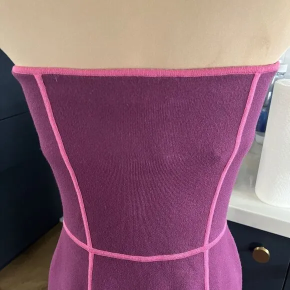 Milly of New York SZ L Strapless Knit Dress Coquette Designer Colorful Bustier