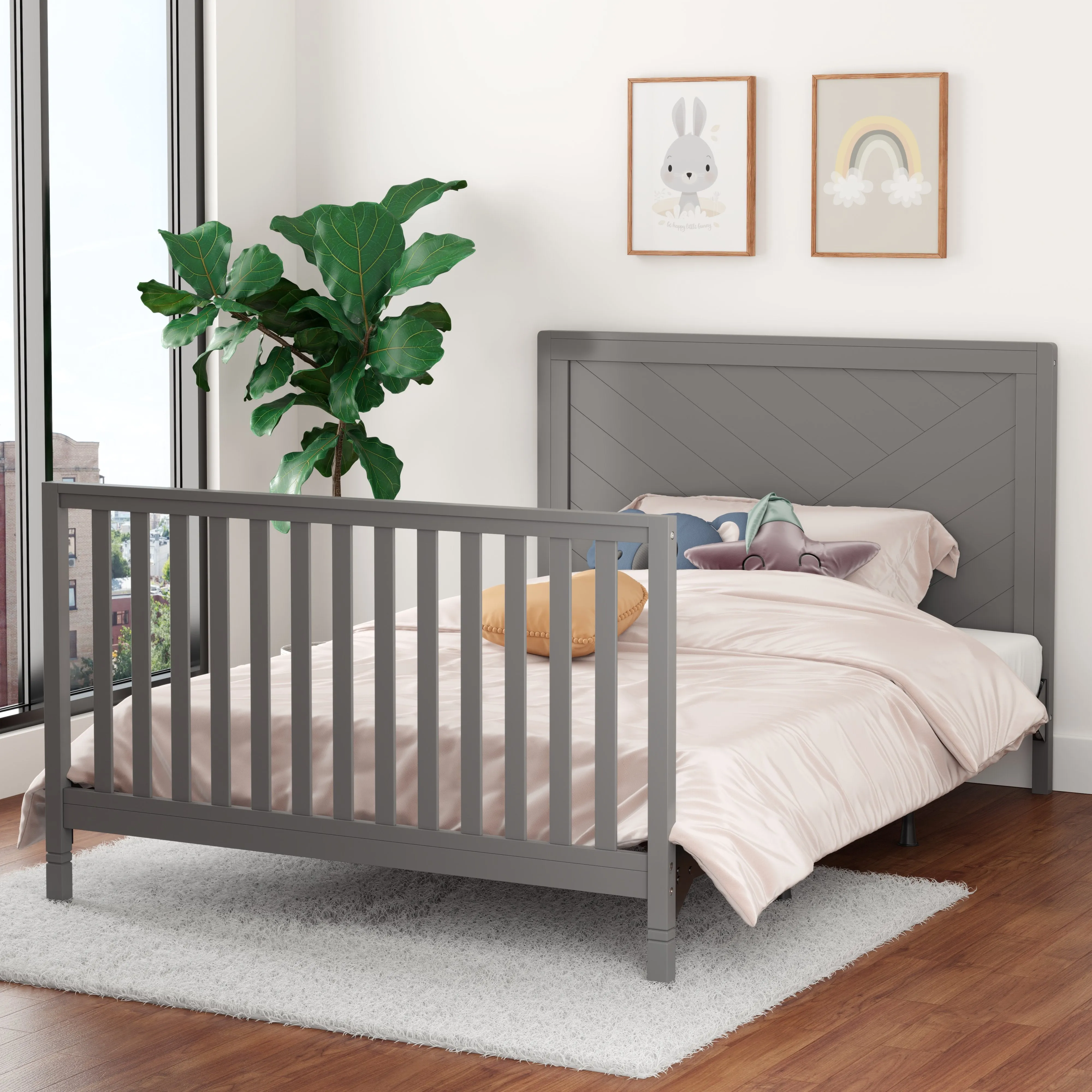 Moderna Convertible Crib, Dark Grey
