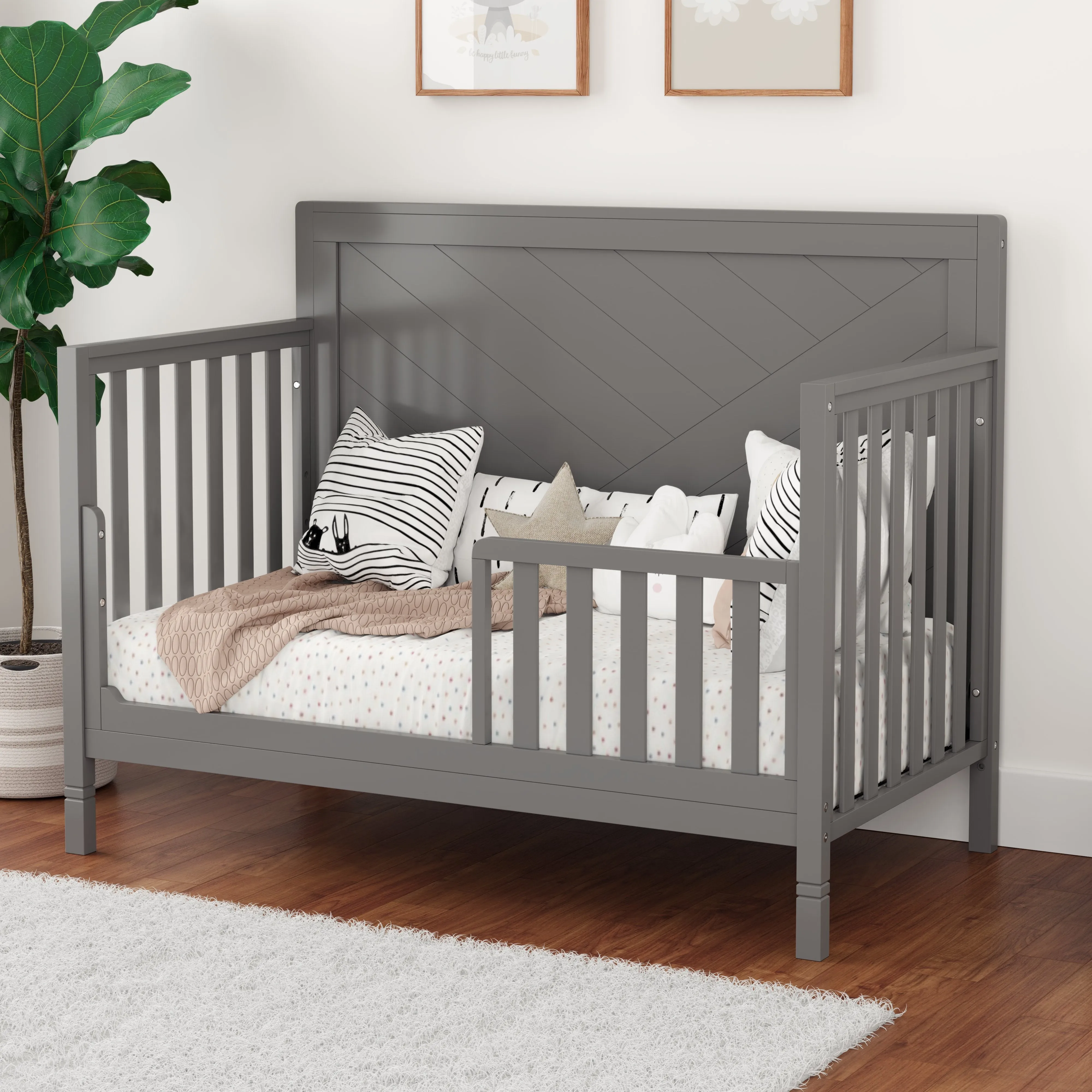 Moderna Convertible Crib, Dark Grey