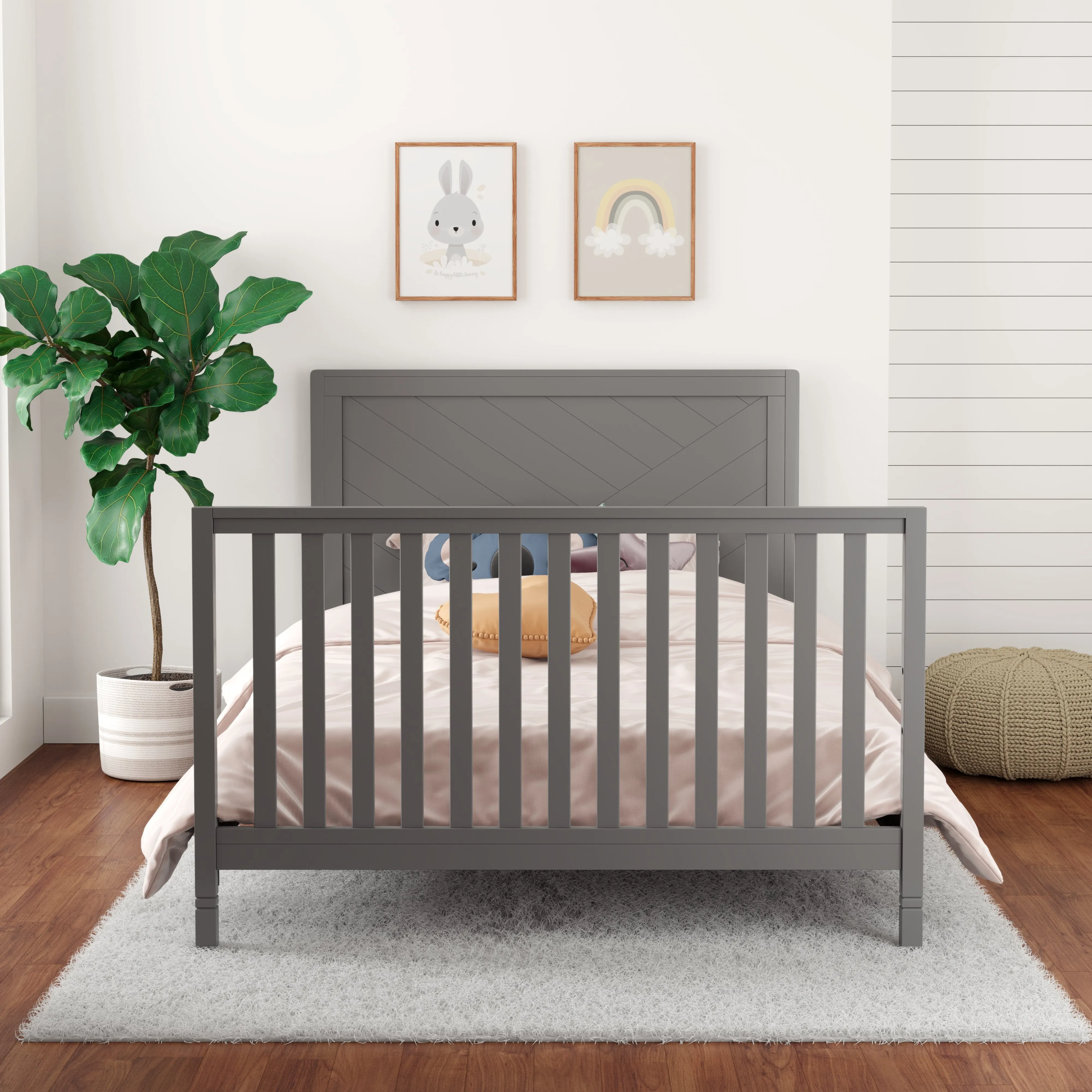 Moderna Convertible Crib, Dark Grey