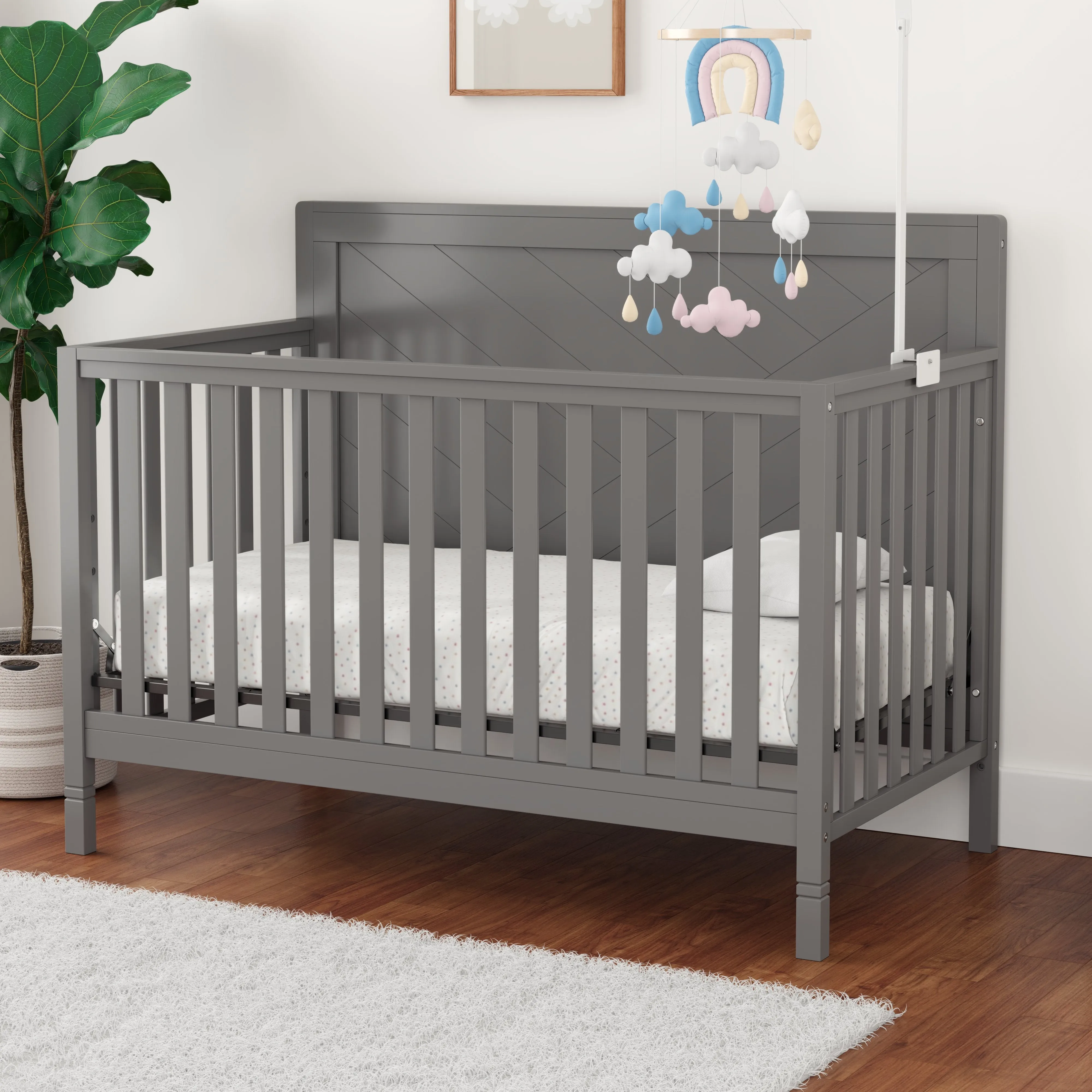 Moderna Convertible Crib, Dark Grey