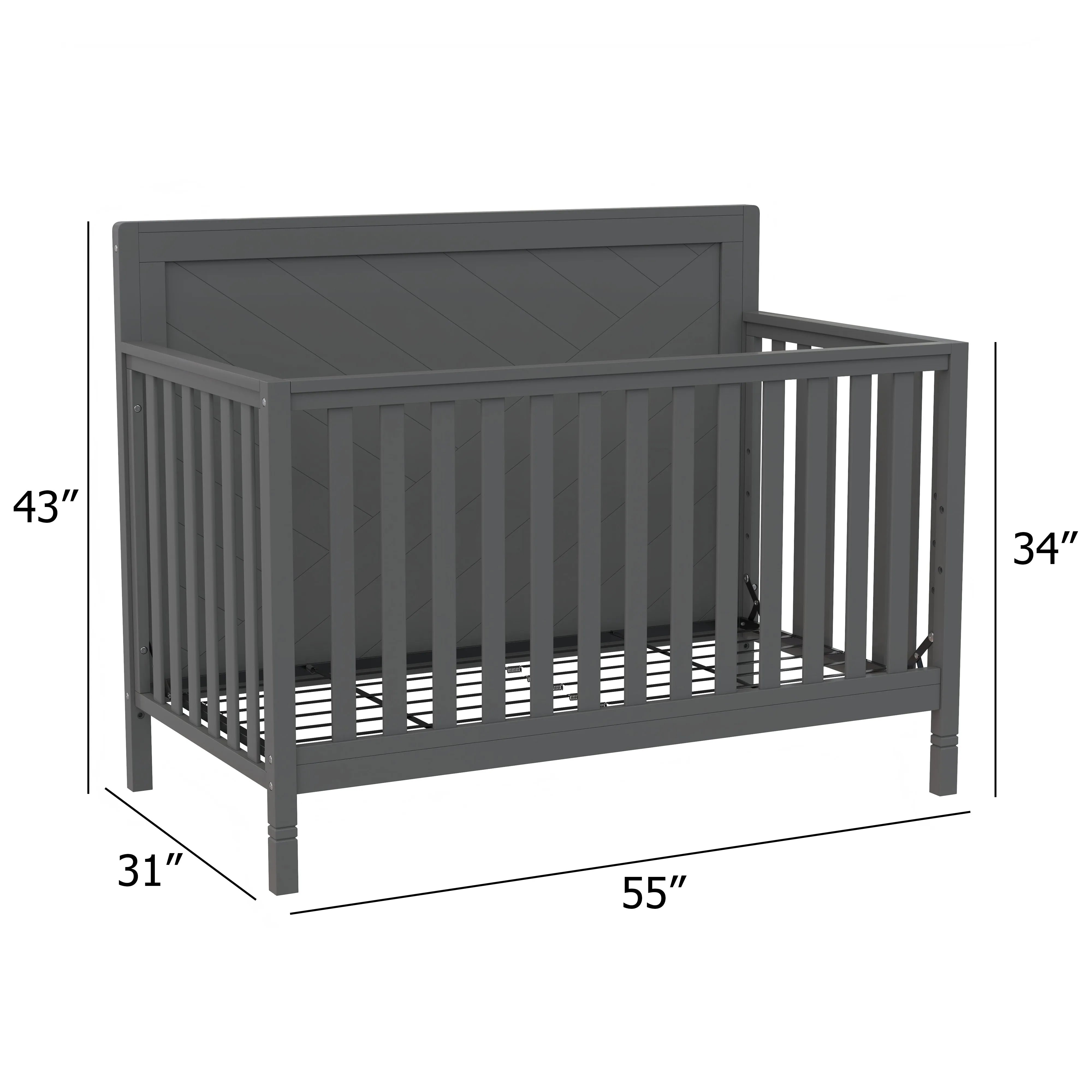 Moderna Convertible Crib, Dark Grey