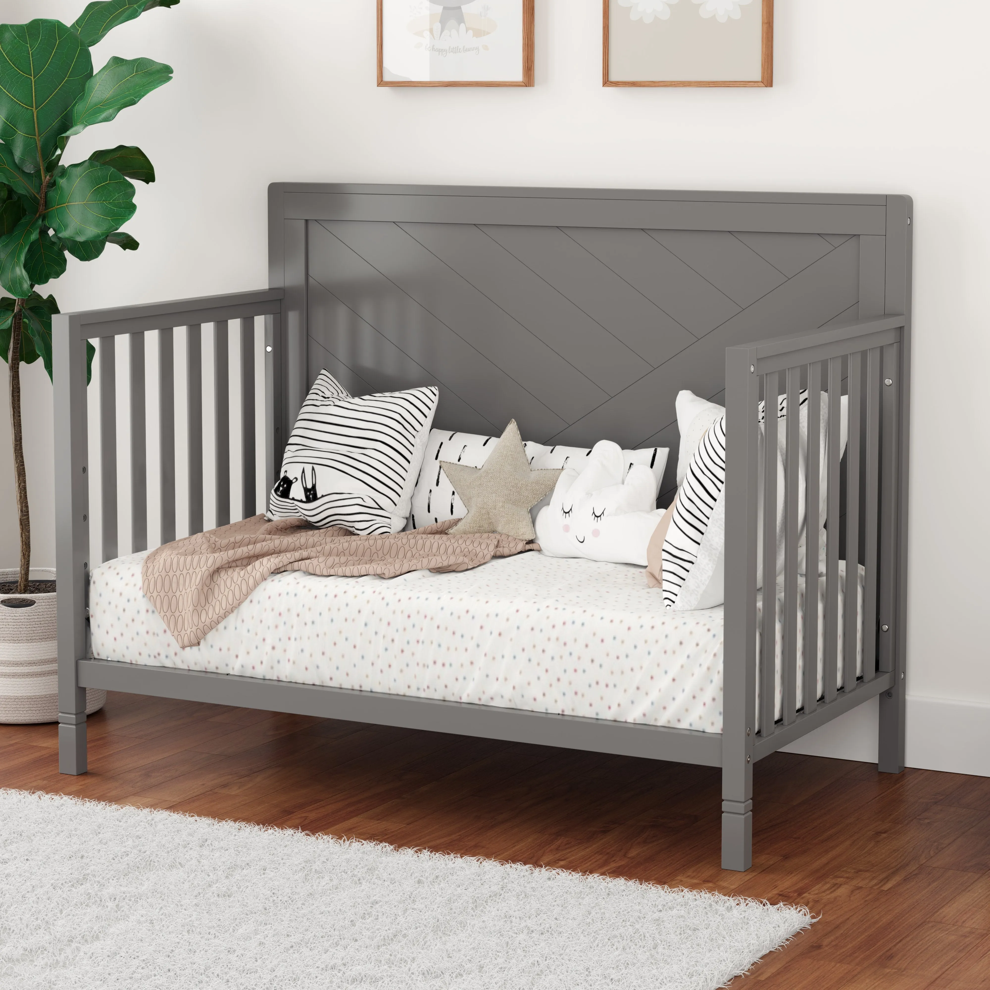 Moderna Convertible Crib, Dark Grey
