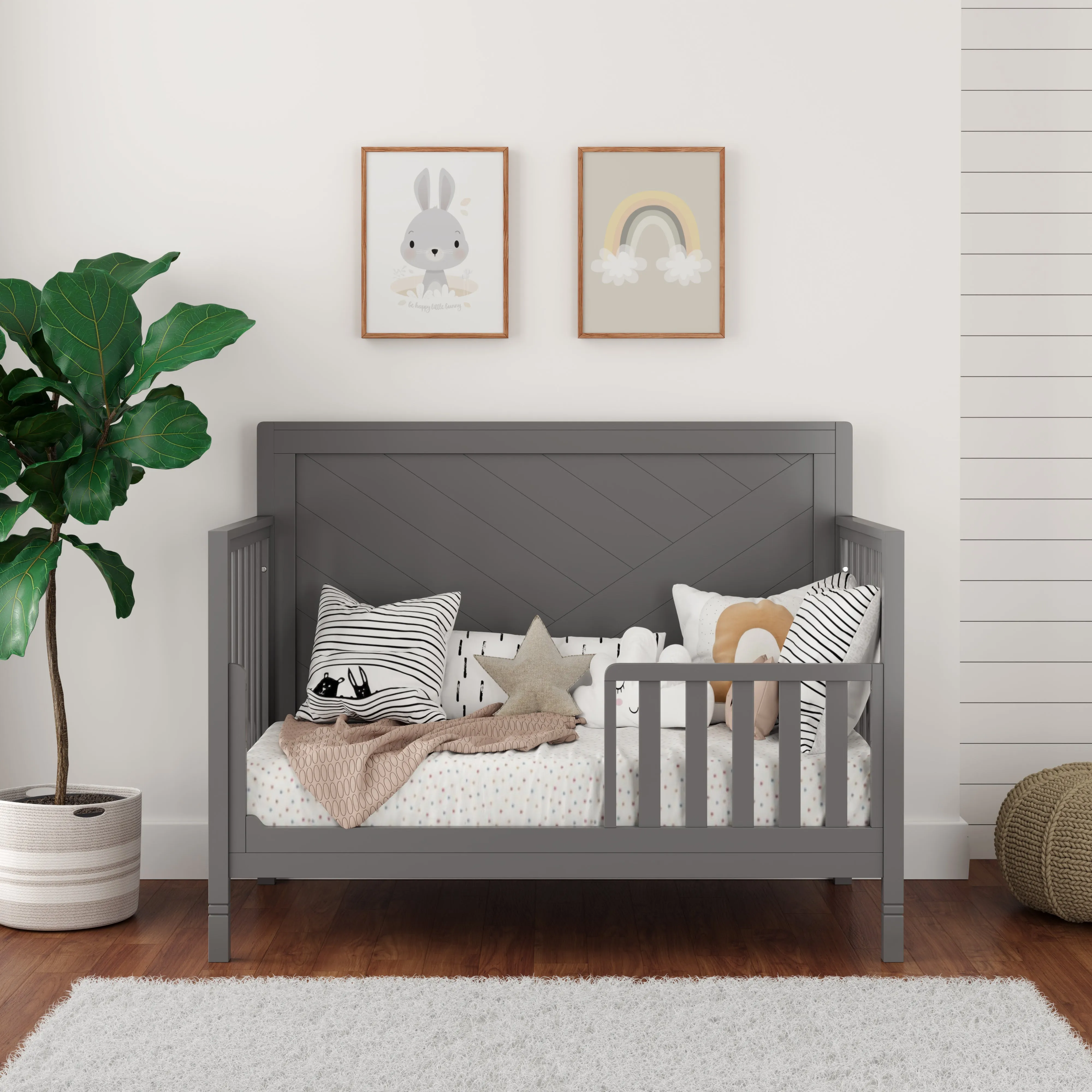Moderna Convertible Crib, Dark Grey