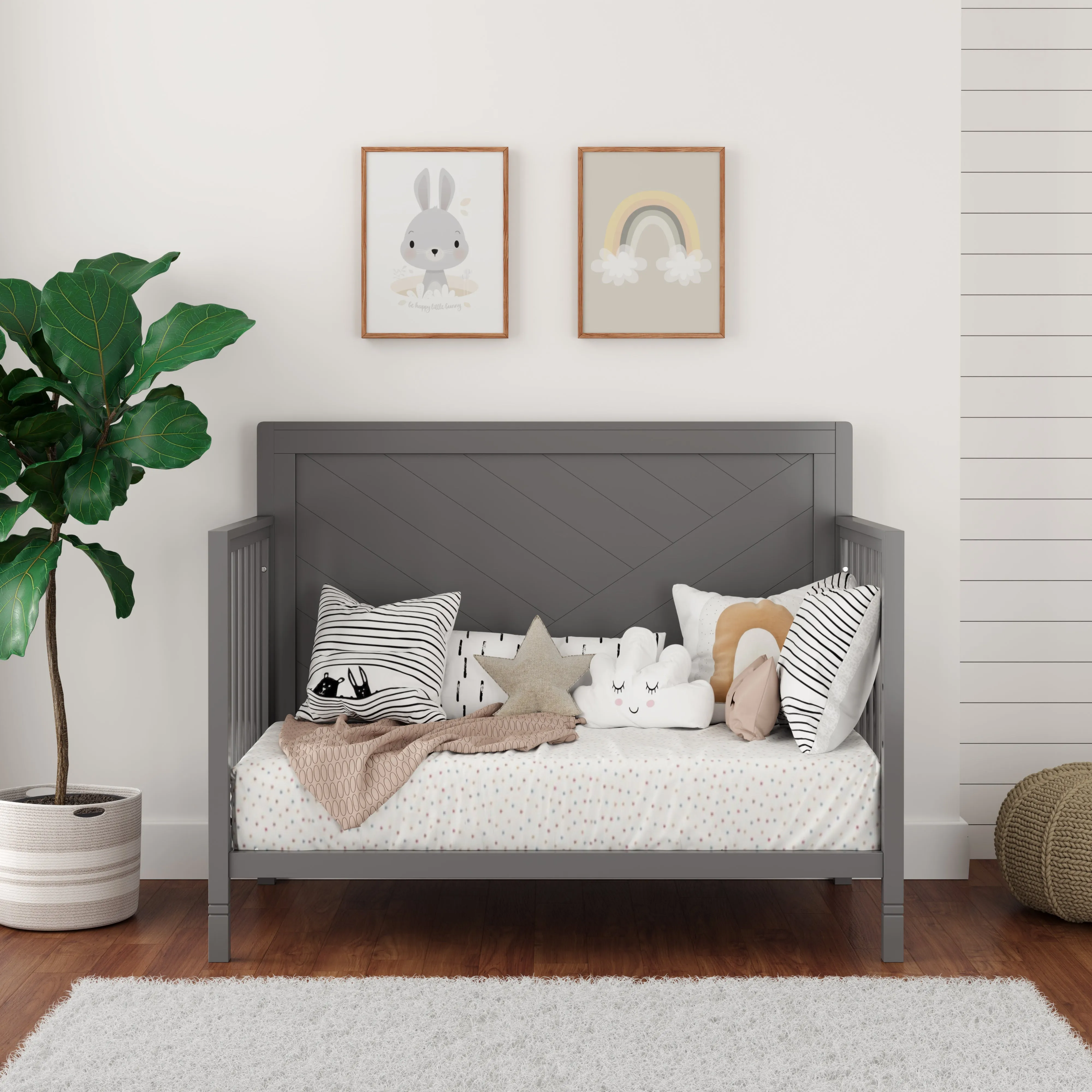 Moderna Convertible Crib, Dark Grey