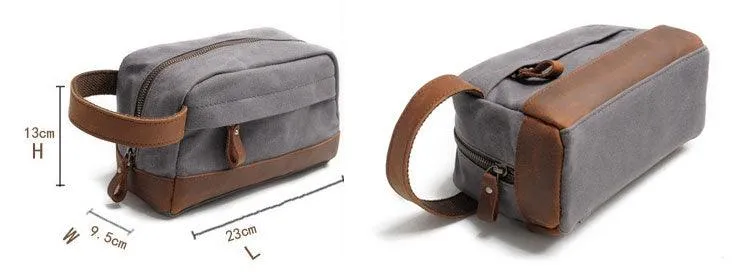 Multifunction Canvas and Leather Handy Sling Hand Pouch - Grey