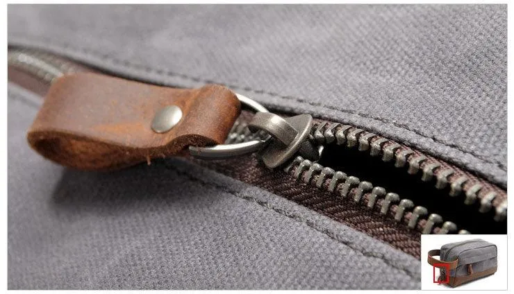 Multifunction Canvas and Leather Handy Sling Hand Pouch - Grey