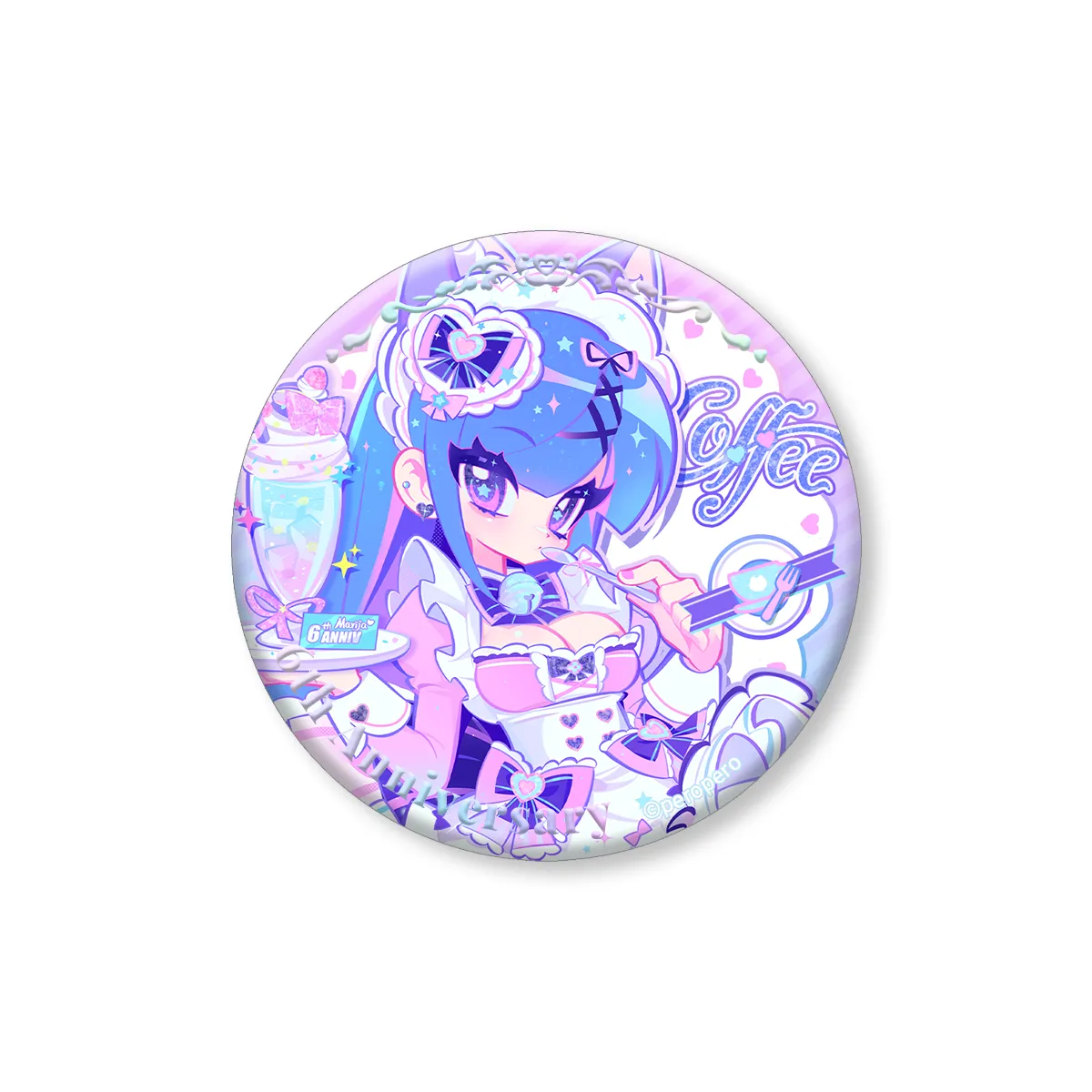 Mush Dash| Maid Sweet Date|Embossed Silver Double Flash Badge