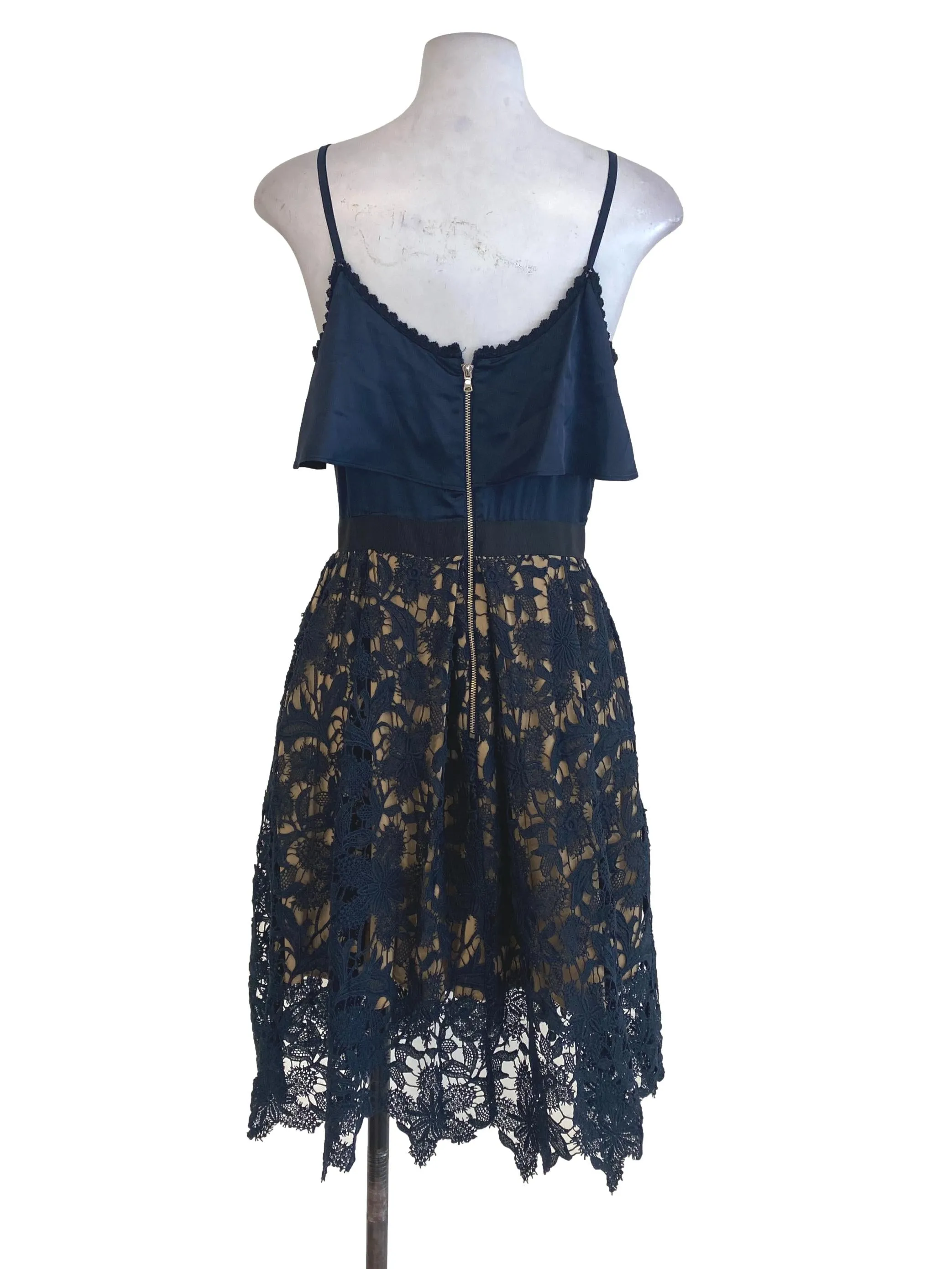 Navy Blue Half Floral Laced Dress