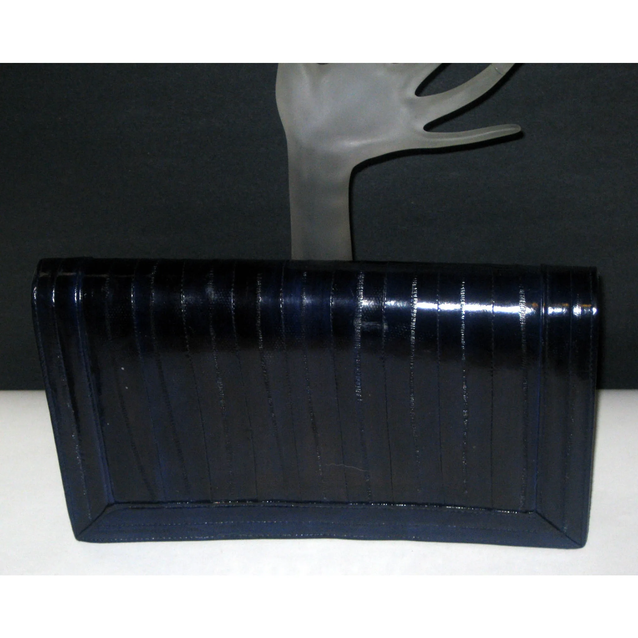 Navy Eel Skin Clutch Purse