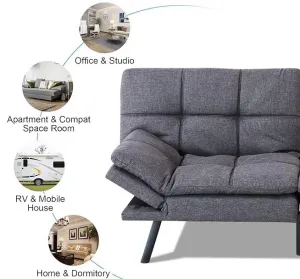 New Assembled Convertible Futon Chair! Add 2 to create a Futon! This is only 1 Piece, Grey! Ours has wooden Legs