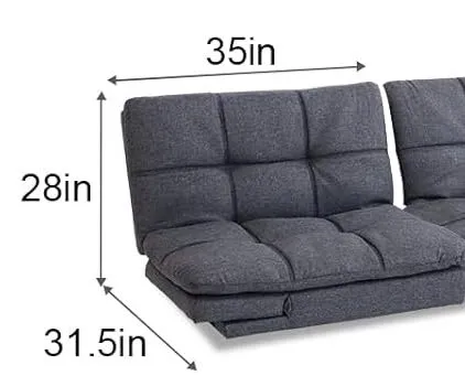 New Assembled Convertible Futon Chair! Add 2 to create a Futon! This is only 1 Piece, Grey! Ours has wooden Legs