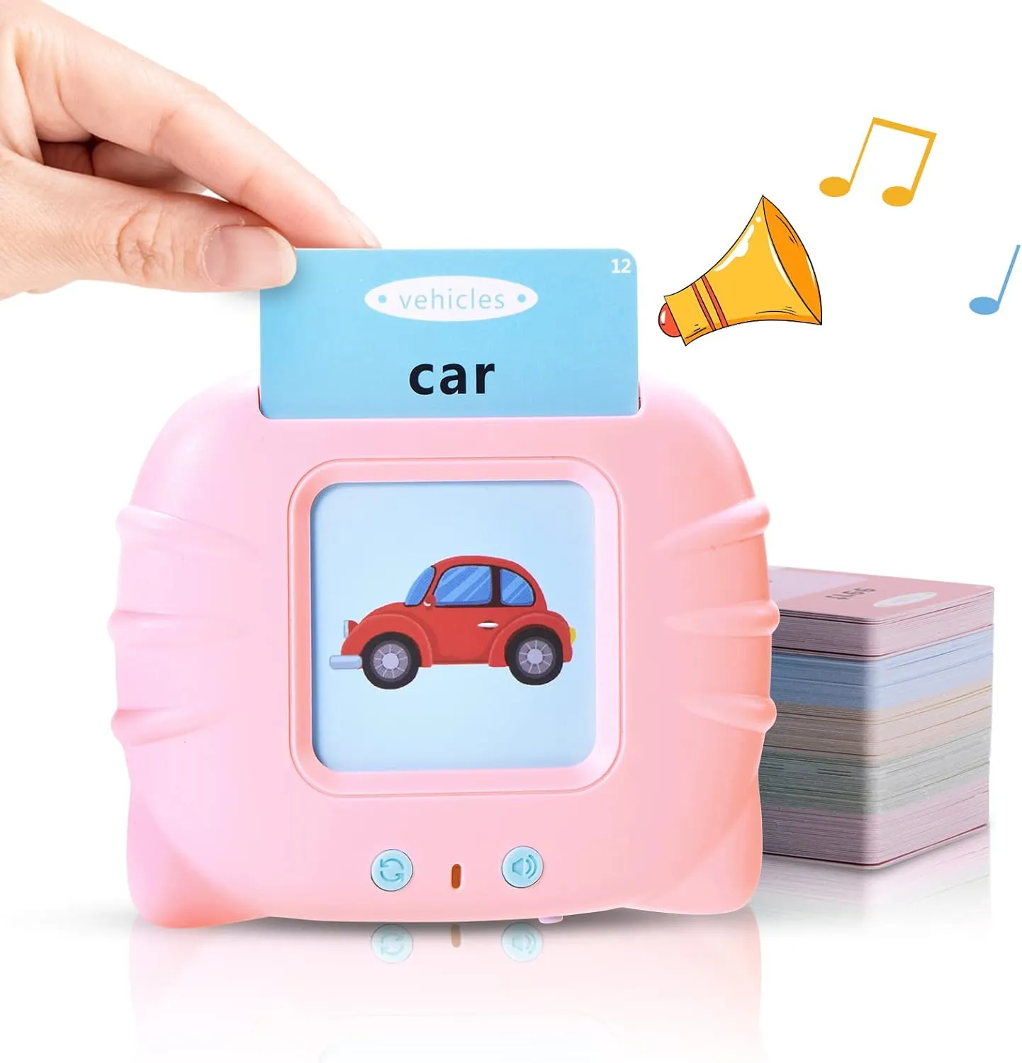 New Card Early 112 Cards Talking Flash Cards Educational Device -Learning Animals Colors Shapes Sight Words Ages for 1-5 Yrs, 224 Words, Pink
