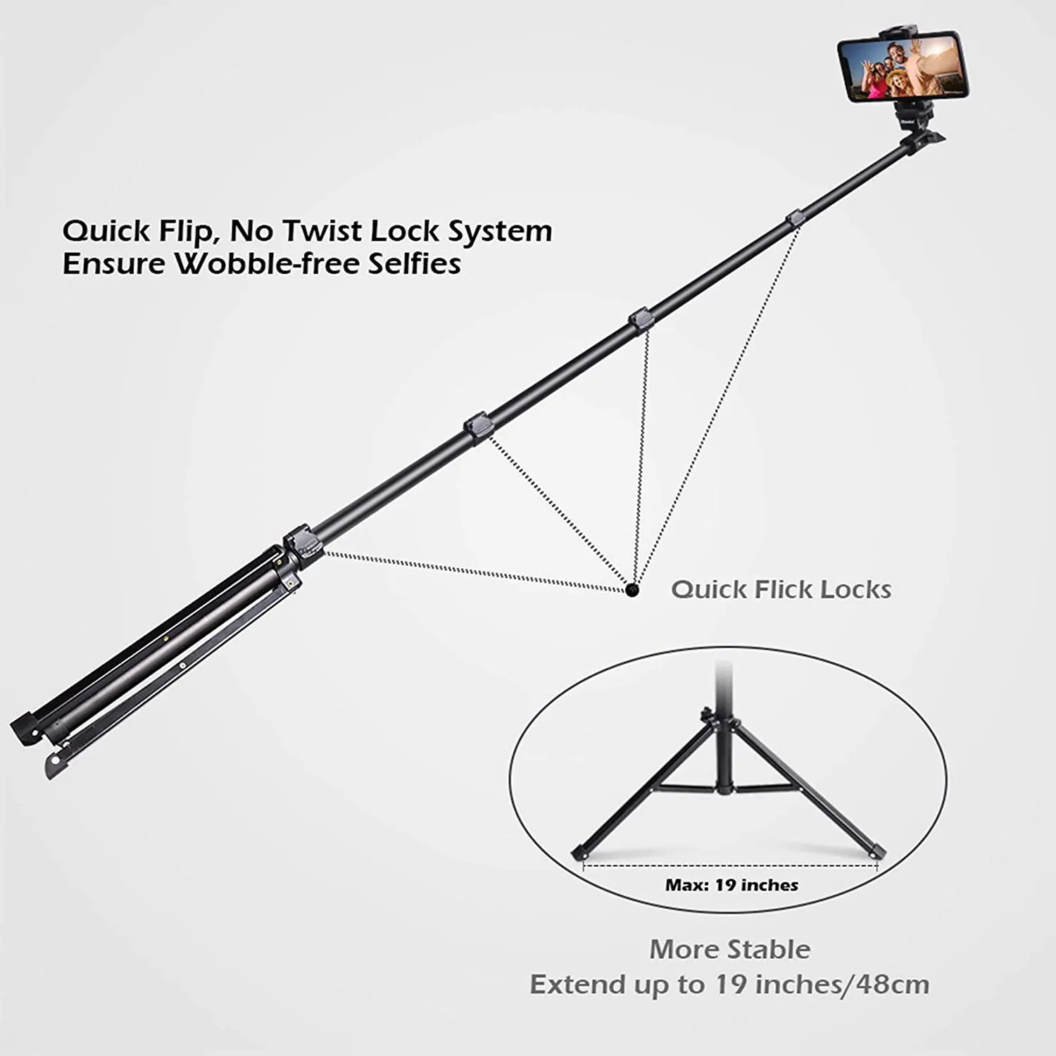 New in box! Selfie Stick Tripod, UBeesize 51" Extendable Tripod Stand with Bluetooth Remote for Cell Phones and Cameras, Heavy Duty Aluminum, Lightweight