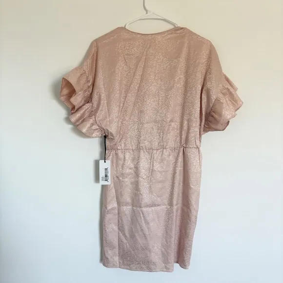 New Saylor Brookey Blush Dress Ruffle Sleeve Party Cocktail Mini Size L