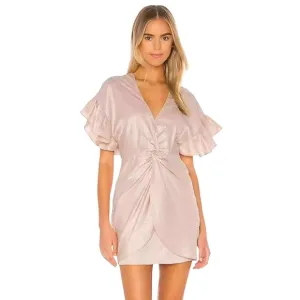 New Saylor Brookey Blush Dress Ruffle Sleeve Party Cocktail Mini Size L