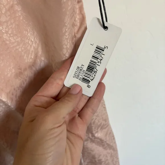 New Saylor Brookey Blush Dress Ruffle Sleeve Party Cocktail Mini Size L