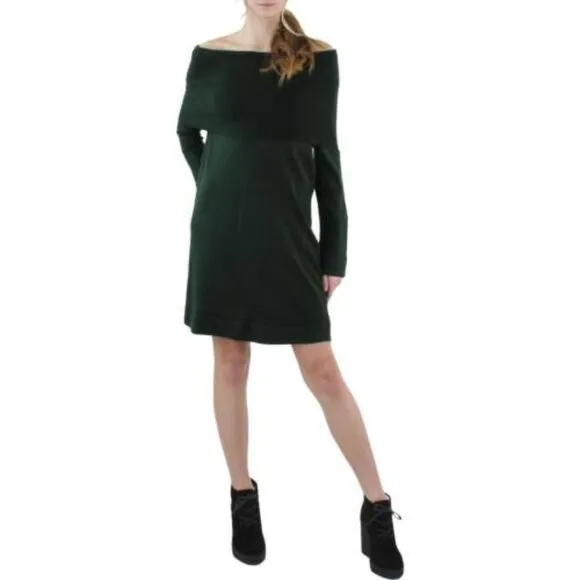 NEW! Vince Camuto Off Shoulder Long Sleeve Sweater Dress - size Large in Green.