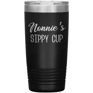Nonnie's Sippy Cup Nonnie Tumbler Gifts for Nonnies Funny Stemless Stainless Steel Insulated Tumblers Hot Cold BPA Free 20oz Travel Cup