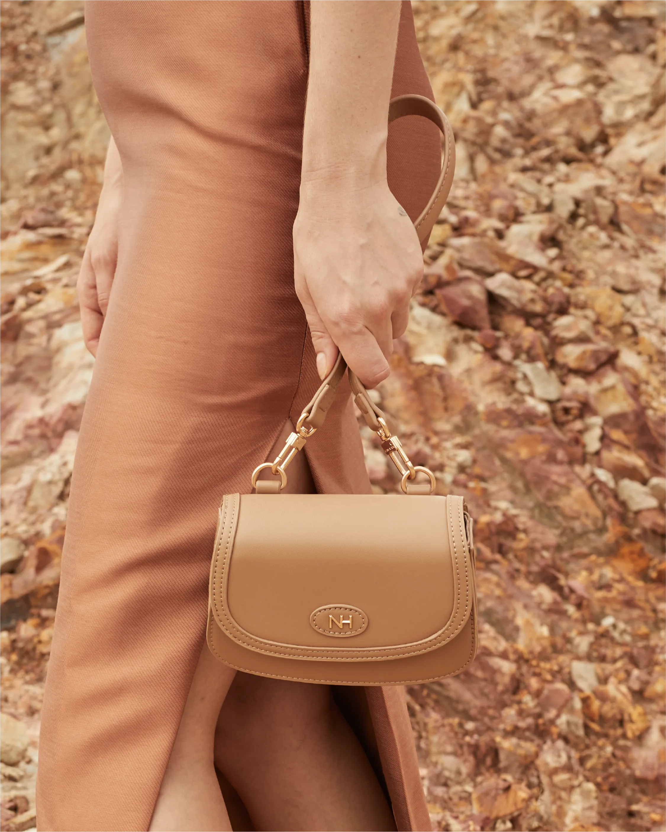 Nurita Harith Naime Saddle Crossbody Belt Bag (Tan)