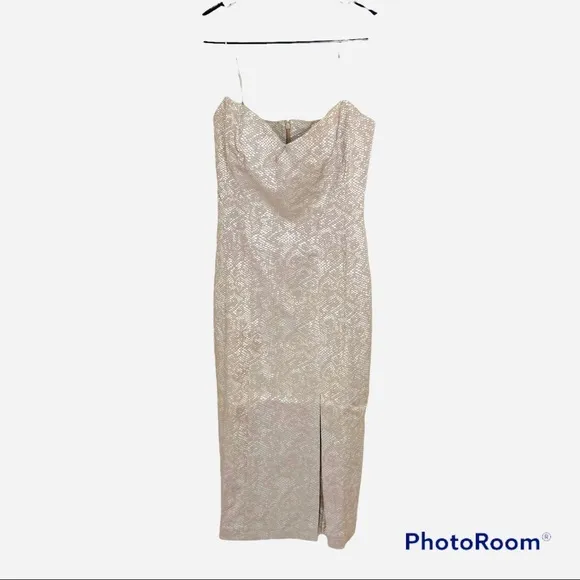 NWT Finders Keepers Olivia Dress Snakeskin Print Tan Size 4