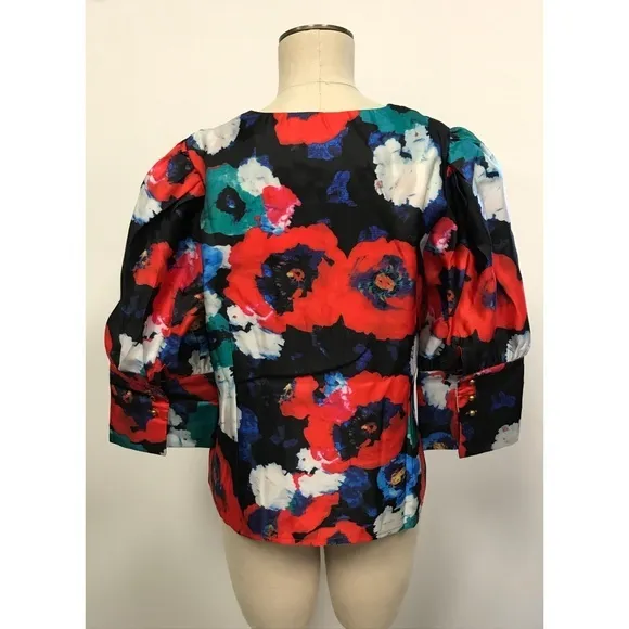 NWT Nancy Yang Floral Print Puff Sleeve Jacket