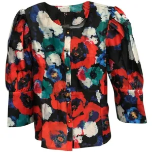 NWT Nancy Yang Floral Print Puff Sleeve Jacket