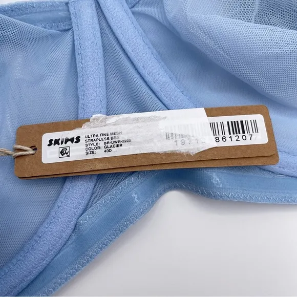 NWT SKIMS Ultrafine Mesh Strapless Underwire Bra Limited Edition in Glacier 40D