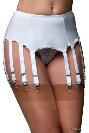 Nylon Dreams 12 Strap Suspender Belt White