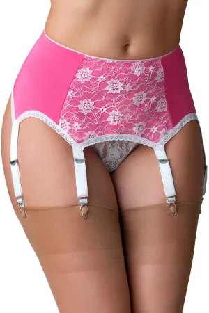 Nylon Dreams 6 Strap Suspender Belt Pink