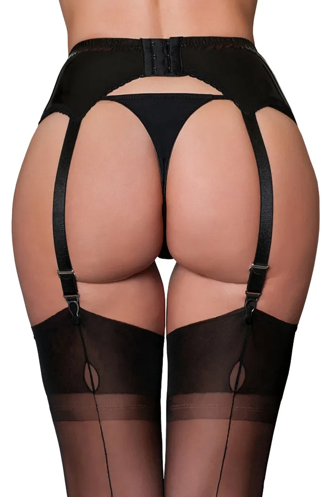 Nylon Dreams PVC 6 Strap Suspender Belt Black