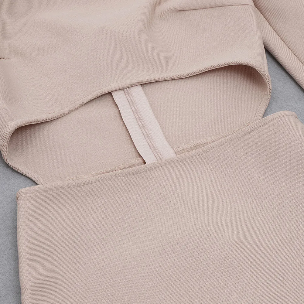 Off Shoulder Long Sleeve Cut Out Midi Bandage Dress