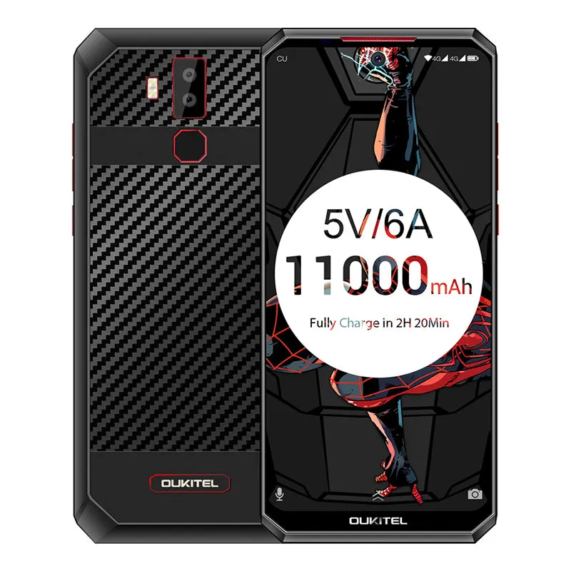 Oukitel K13 Pro Quad Core 6.41 inch 11000mAh Battery 8MP 16MP Camera 1560x720 Resolution 64GB 4GB Mobile Phone Smartphone Leather black