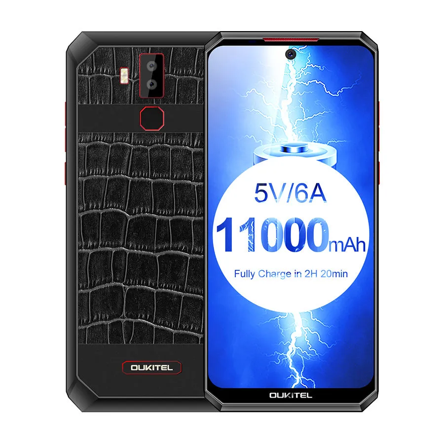 Oukitel K13 Pro Quad Core 6.41 inch 11000mAh Battery 8MP 16MP Camera 1560x720 Resolution 64GB 4GB Mobile Phone Smartphone Leather black