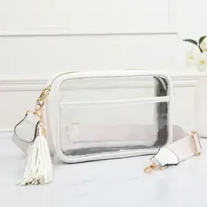 Outlined Clear Crossbody- White
