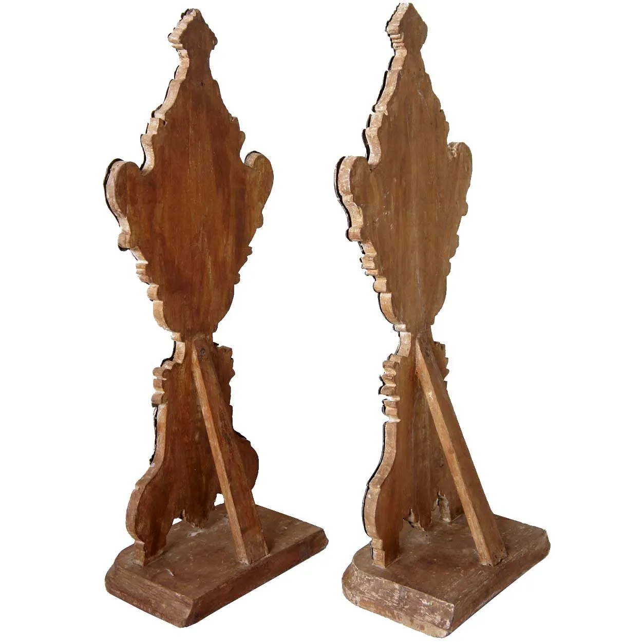 Pair of Indo-Portuguese Baroque Style Silver over Teak Reliquaries