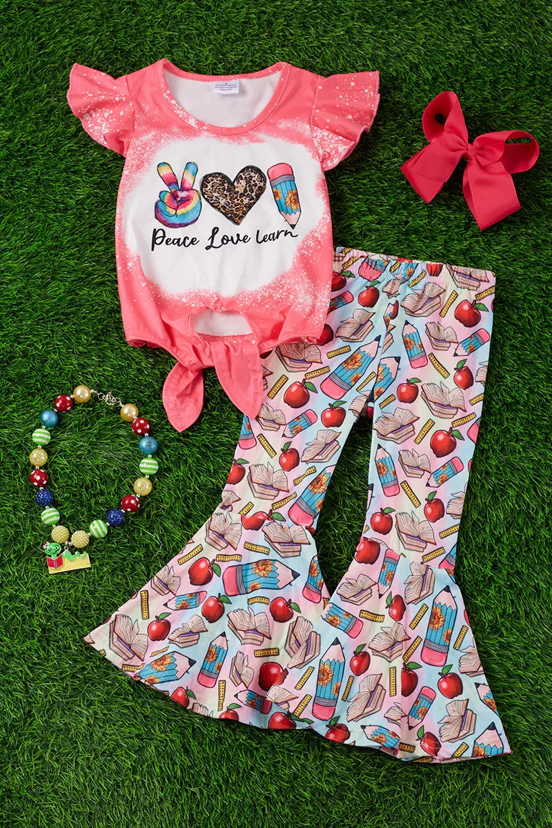 Peace Love Learn Back To School 2pc Flare Set