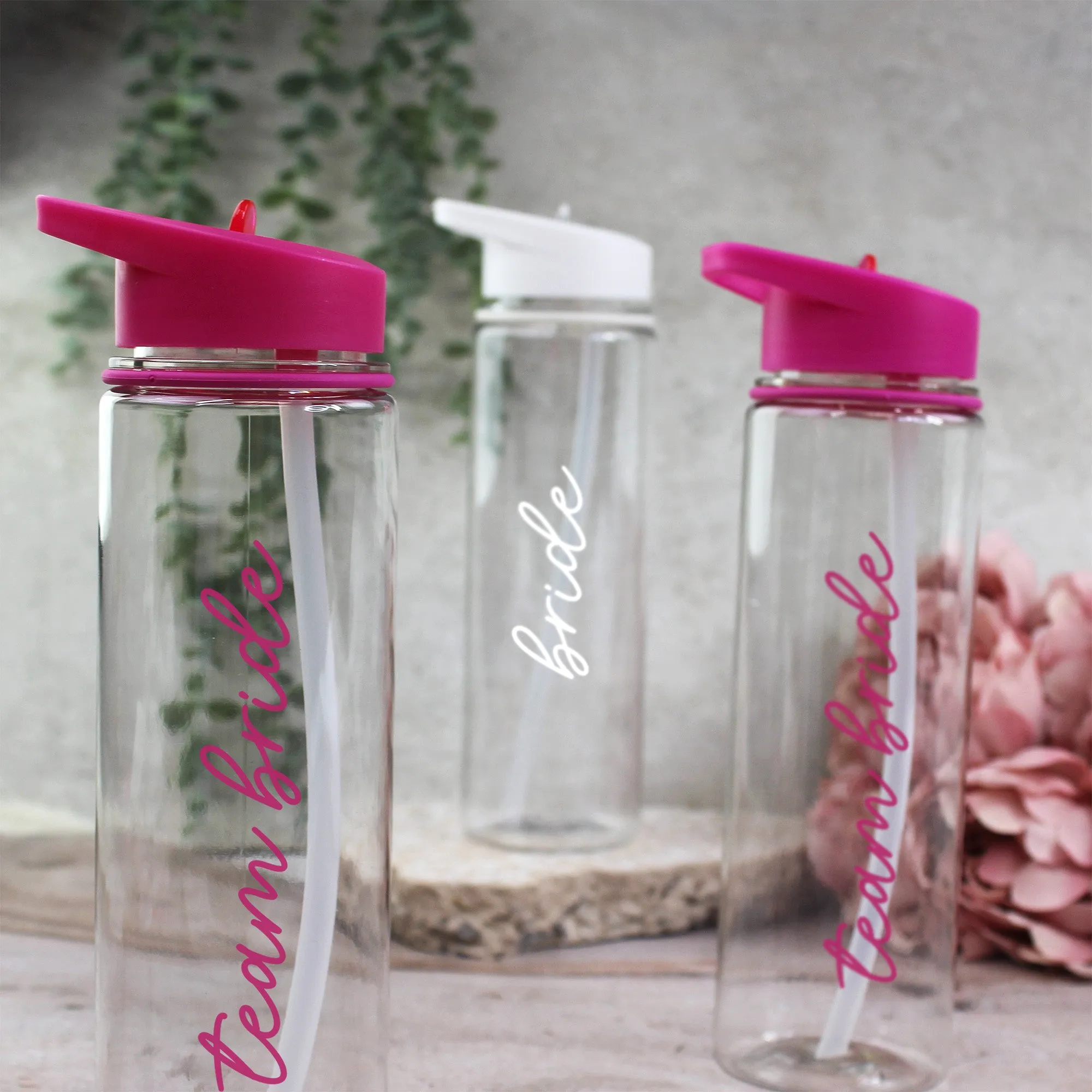 Personalised Pink Team Bride & White Bride Water Bottles, 725 ml