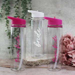 Personalised Pink Team Bride & White Bride Water Bottles, 725 ml