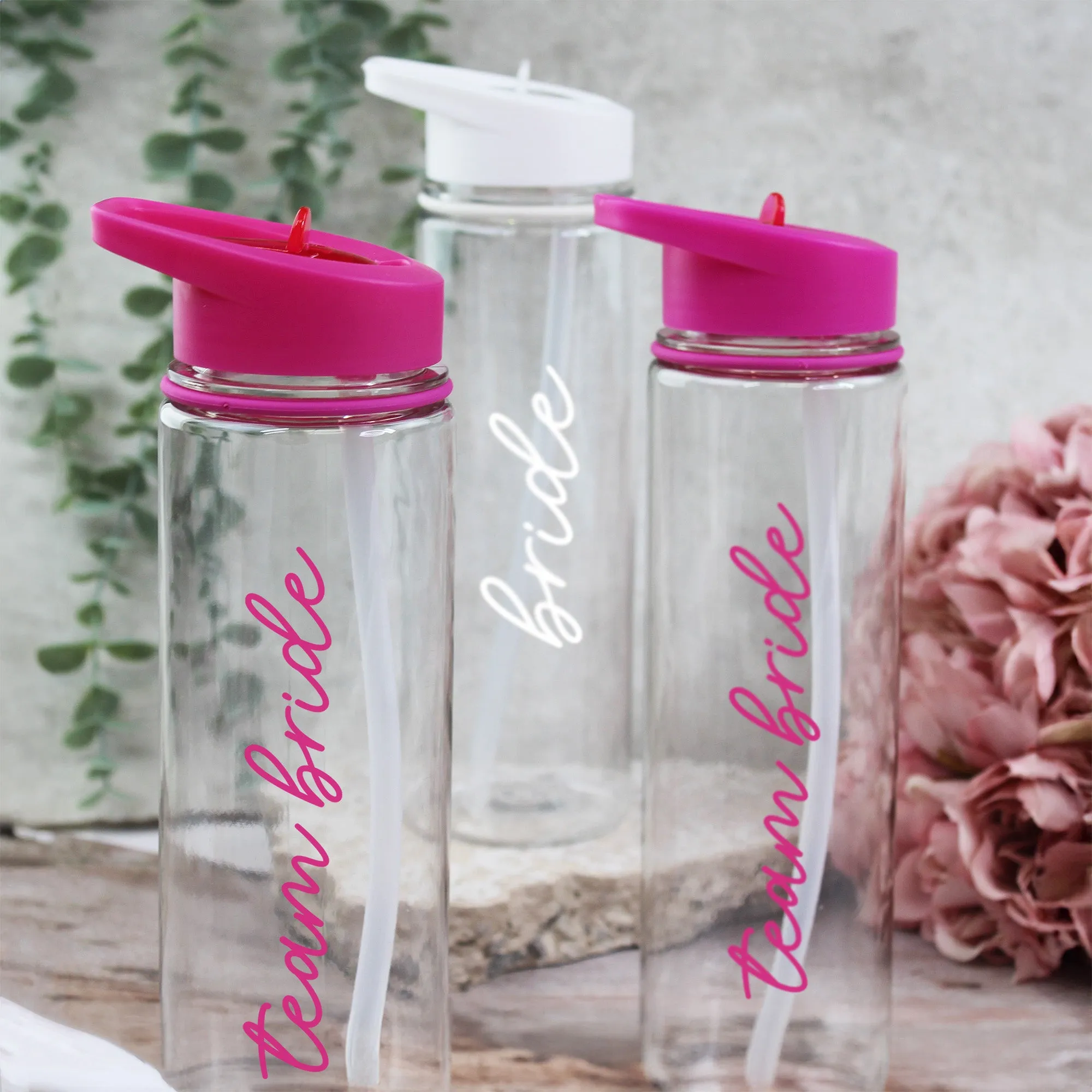 Personalised Pink Team Bride & White Bride Water Bottles, 725 ml