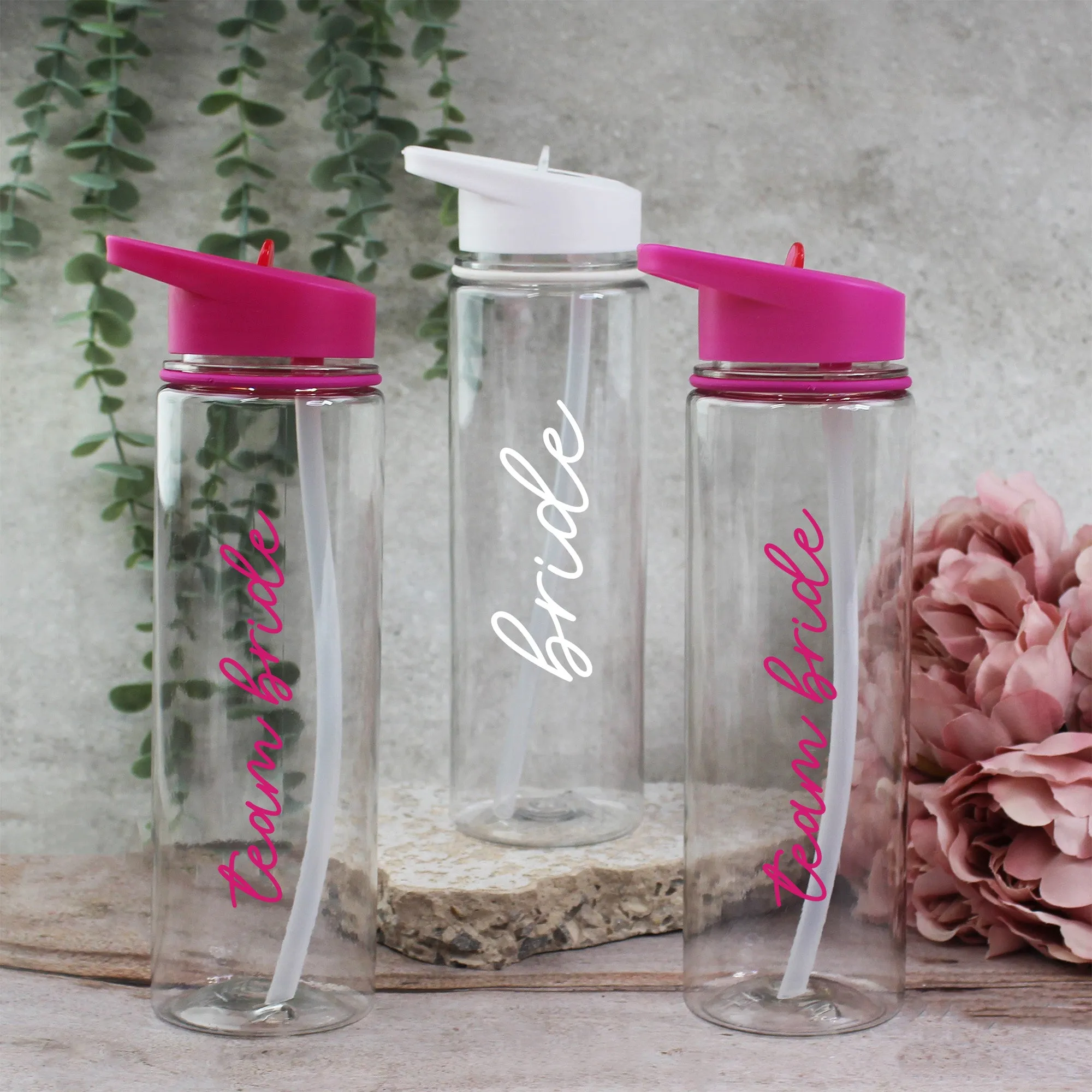 Personalised Pink Team Bride & White Bride Water Bottles, 725 ml